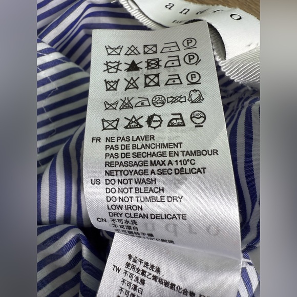 Sandro Paris Blue Striped Cutout Bow Back Dress Size 3 (US 8) Lace Detail - Picture 9 of 16